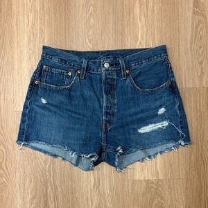 Levi’s Distressed High-Rise Denim Shorts
